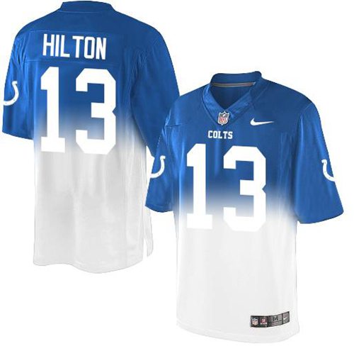 Nike Colts #13 T.Y. Hilton Royal Blue/White Men's Stitched NFL Elite Fadeaway Fashion Jersey - Click Image to Close
